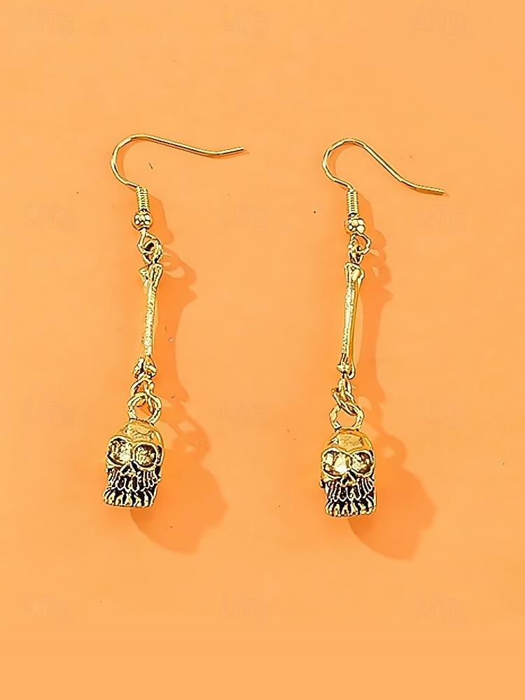 Set di collana e orecchini con teschio di Halloween da donna: gioielli gotici punk con più teschi nei colori oro e argento per feste, cosplay e costumi del 2025 a $11.99 –P9