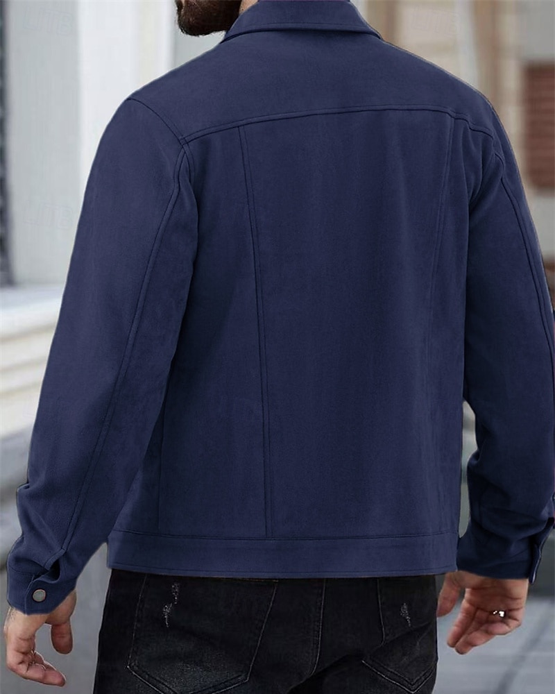 Homme Veste Légère Veste en faux suède Veste Décontractée Vacances Quotidien Respirant Avec Poches Printemps Automne Uni Mode Classique Revers Court Chameau Noir Rouge bleu marine Veste de 2025 ? $35.99 –P4