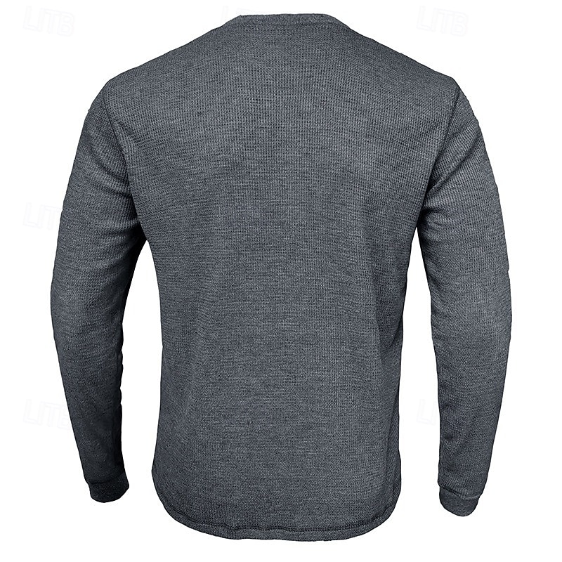 Men's Waffle Shirt T Shirt Tee Top Long Sleeve Shirt Long Sleeve Crew Neck Spring &  Fall All Seasons Plain Fashion Designer Basic 2 Piece Knitted Multi-pack Casual Vacation Street White+Black Top 2026 - $39.99 –P12