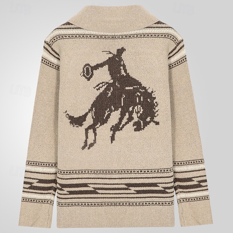 Hombre Pulóveres Chaqueta de Punto Suéter Fair Isle Estriado Tejer Tops regulares De Punto Plano Cuello Vuelto Vacaciones Moda Casual Ropa Cotidiana Ropa Otoño Primavera & Otoño Color Caquí M L XL 2026 - $45.99 –P4
