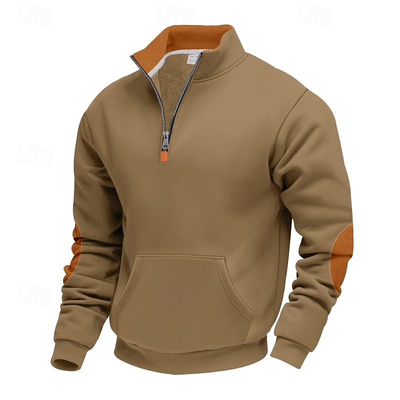 Homens Moletom Moletom com capuz Estacionar Moletom com zíper Preto Verde Tropa Azul Marinha Camelo Cinza Claro Colarinho Clerical Tecido Patchwork Bolsos Bloco de cor Desportos e Ar livre Casual de 2025 por $23.99 –P7