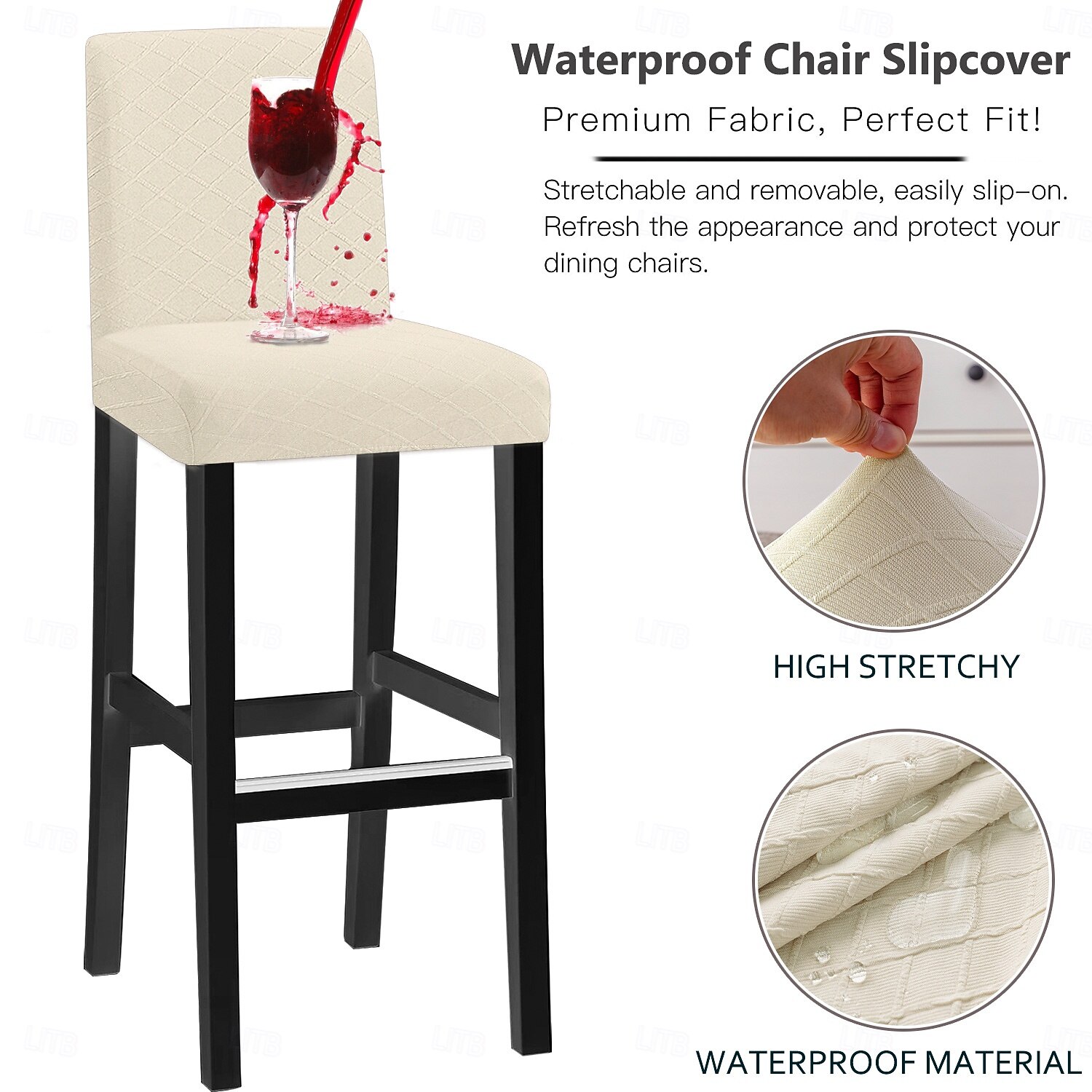 водонепроницаемые чехлы для стульев-табуретов, чехлы для стульев из спандекса с ромбовидным жаккардом, универсальные всесезонные чехлы для стульев для банкетов, свадеб и домашнего декора 2026 - $8.99 –P1
