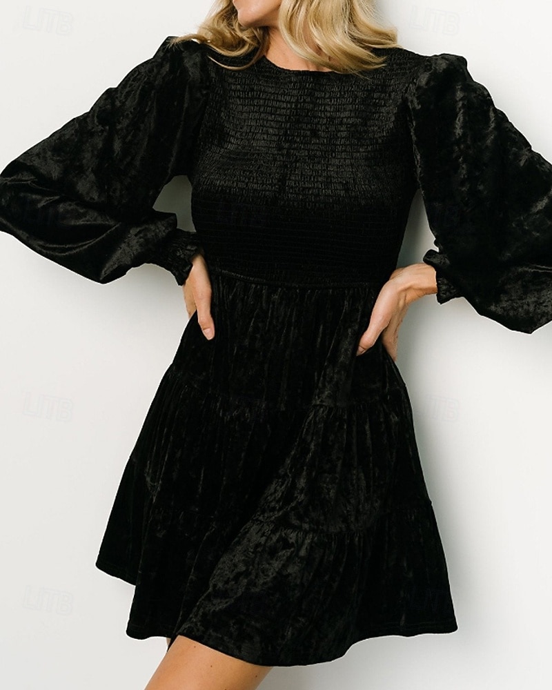 Pentru femei Rochie Mini Rochie de catifea Rochie de Cocktail Rochii Peplum Elegant Modă Modern Petrecere Serată Dată Fit regulat Simplu Manșon Lung Stil Nautic Negru Roșu Vin Verde Militar Maro 2025 - $36.99 –P10