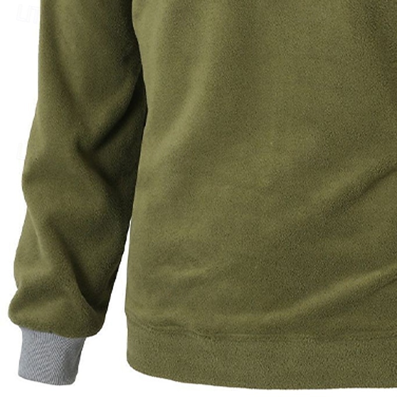 Men's Sweatshirt Fleece Hoodie Quarter Zip Sweatshirt Fleece lined Hoodie Black Army Green Beige Gray High Neck Plain Patchwork Color Block Sports & Outdoor Casual Daily Streetwear Cool Sportswear 2026 - $28.99 –P7