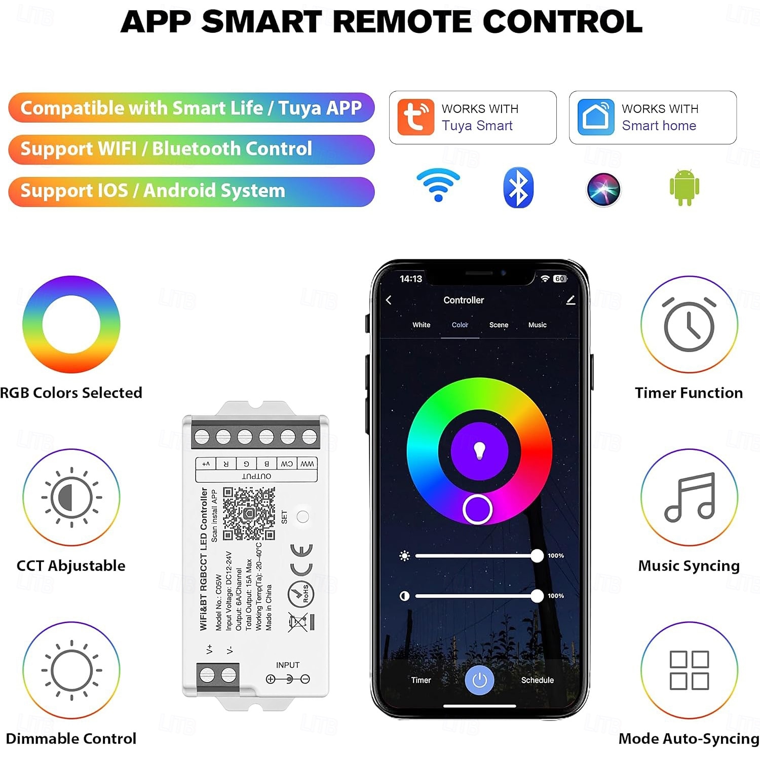 WiFi Remote Controller Kit for RGB CCT RGBW Dimming LED Strip Lights 4-Zone 2.4G Wireless Control  DC12-24V 5-in-1 LED Controller Compatible with Alexa Google Home Smart Life Tuya APP 2025 - $123.99 –P2