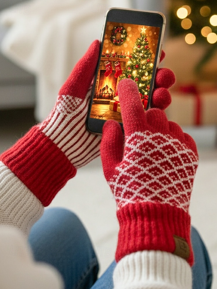 gants d'hiver tricotés pour femmes avec fonction écran tactile, mitaines en laine chaudes en plusieurs couleurs, cadeau de Noël pour l'extérieur, vêtements décontractés et de vacances de 2025 ? $14.99 –P1
