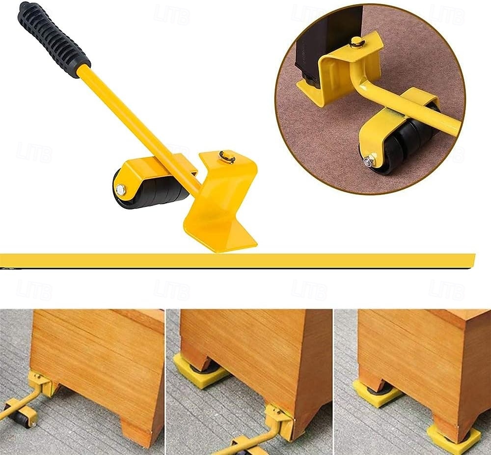 Nagy teherbírású bútoremelő 4 csúszkával, görgős mozgató eszközökkel kanapé hűtőszekrényhez, max. 150 kg / 330 font, könnyen átalakítható és átrendezhető a lakótér (sárga) 2026 - $20.99 –P6