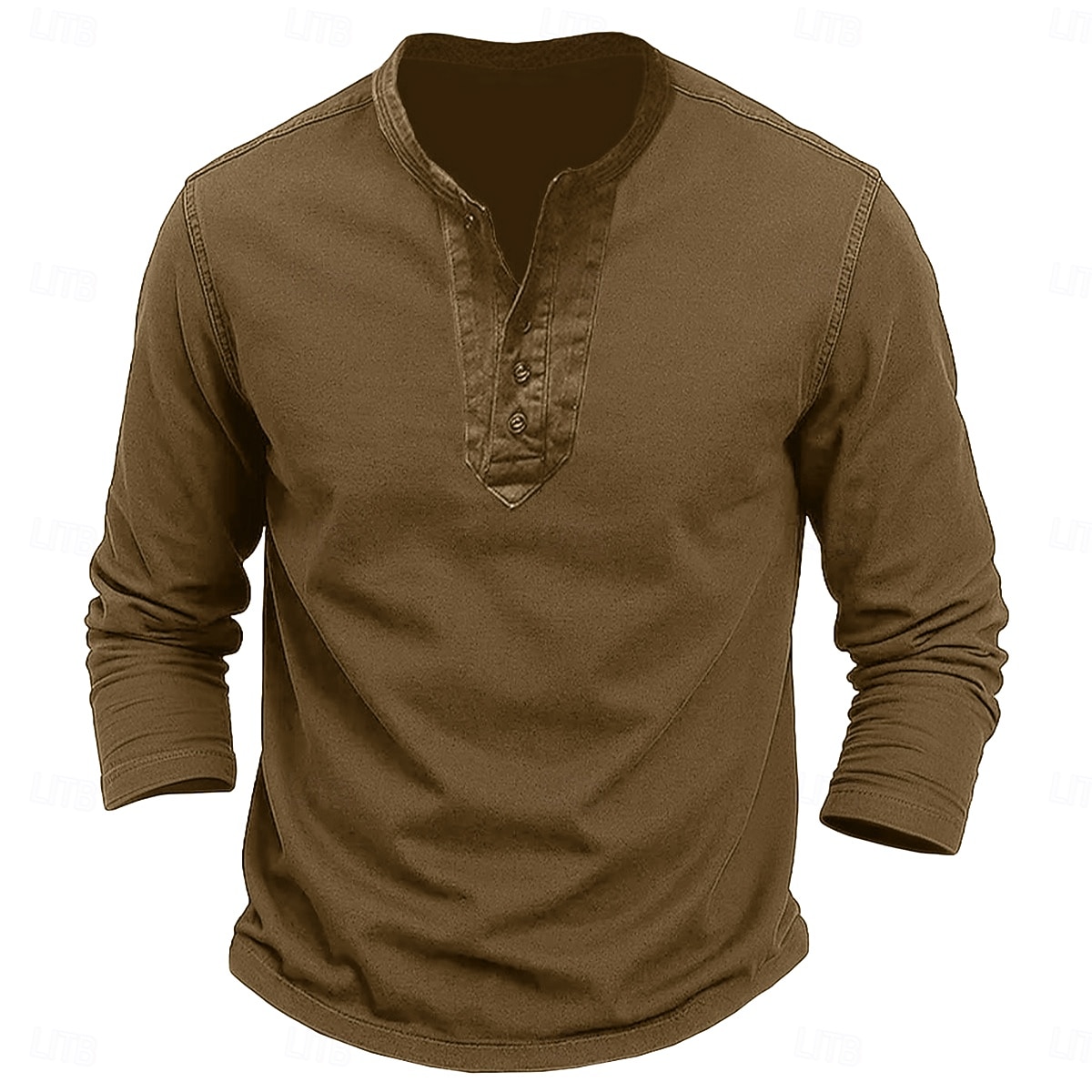 Herren Vintage-Shirt Henley Hemd Langarm Einheitliche Farbe Vintage Retro Vintage Vintage-Stil Stückgefärbt Verblasst Henley Lässig Frühling & Herbst Ganzjahres Braun Dunkelgray Henley T-Shirt 2026 - $26.99 –P6