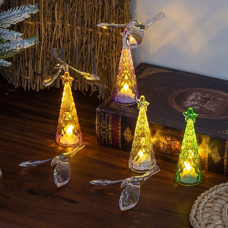 1 Pc 13CM Christmas decoration mini luminous crystal flying bird Christmas tree LED night light desktop decoration ornament light AG10 * 3 battery 2025 - CAD $3.99 –P1