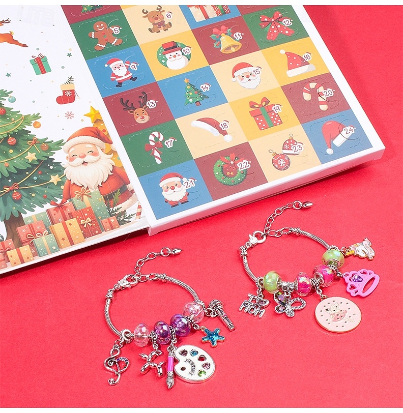 Christmas Advent Calendar Bracelets 2025 for Girls, 24 Days DIY Jewelry Making Kit with 22 Charm Beads and 2 Adjustable Bracelets, Xmas Countdown Gift for Kids Teens Women 2025 - $21.99 –P3