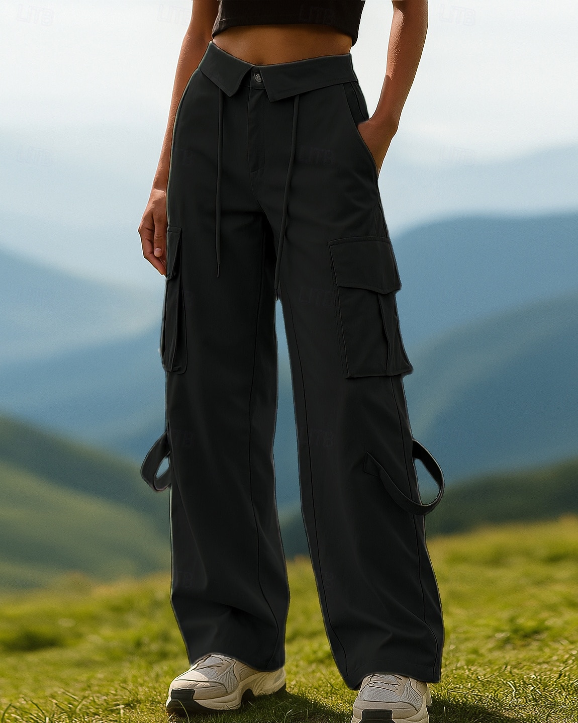 Damskie Spodnie cargo Spodnie turystyczne spodnie turystyczne Wiosna Jesień Na wolnym powietrzu Regularny Odporność na wiatr Szybkie wysychanie Oddychający Spodnie Ściągana na sznurek Kieszeń Czarny 2026 - $31.99 –P5