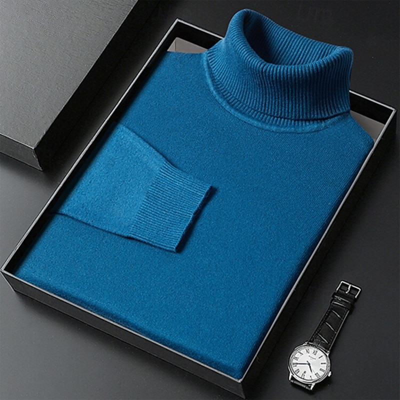 Men's Sweater Pullover Sweater Jumper Ribbed Knit Regular Tops Knitted Slim Fit Plain Turtleneck Knitwear Contemporary Casual Daily Wear Clothing Apparel Fall Winter Camel Black M L XL 2026 - $26.99 –P8