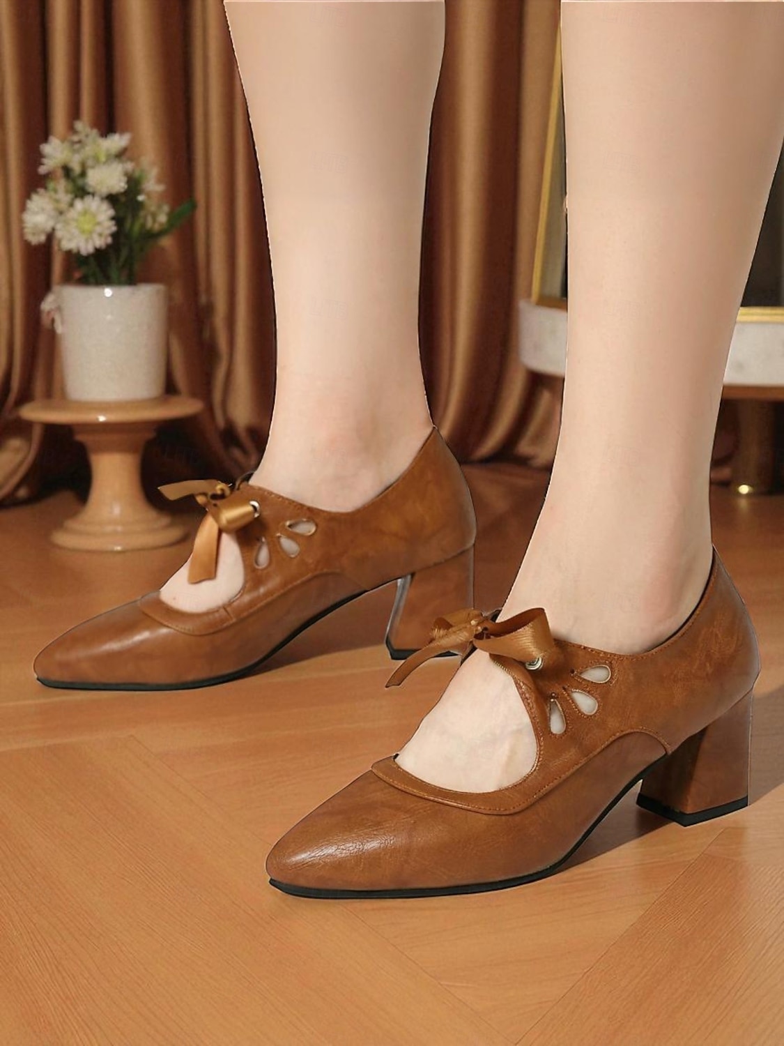 Γυναικεία μαύρα τακούνια Mary Jane σε στιλ δεκαετίας του 1950 με φιόγκο – ρετρό γόβες με χοντρό τακούνι για καθημερινή vintage εμφάνιση και swing χορό 2026 - $54.99 –P6