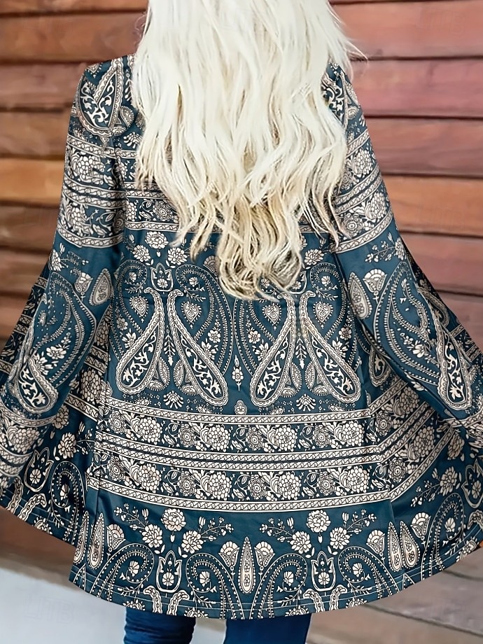 Femmes Manteau d'Hiver Trench Léger Confortable Imprimé Front ouvert ancien Mode Occasionnel Boho Vintage Géométrique Vacances Occasionnel Long Sans Col Coupe régulière manche longue Vêtements de 2025 ? $23.99 –P5