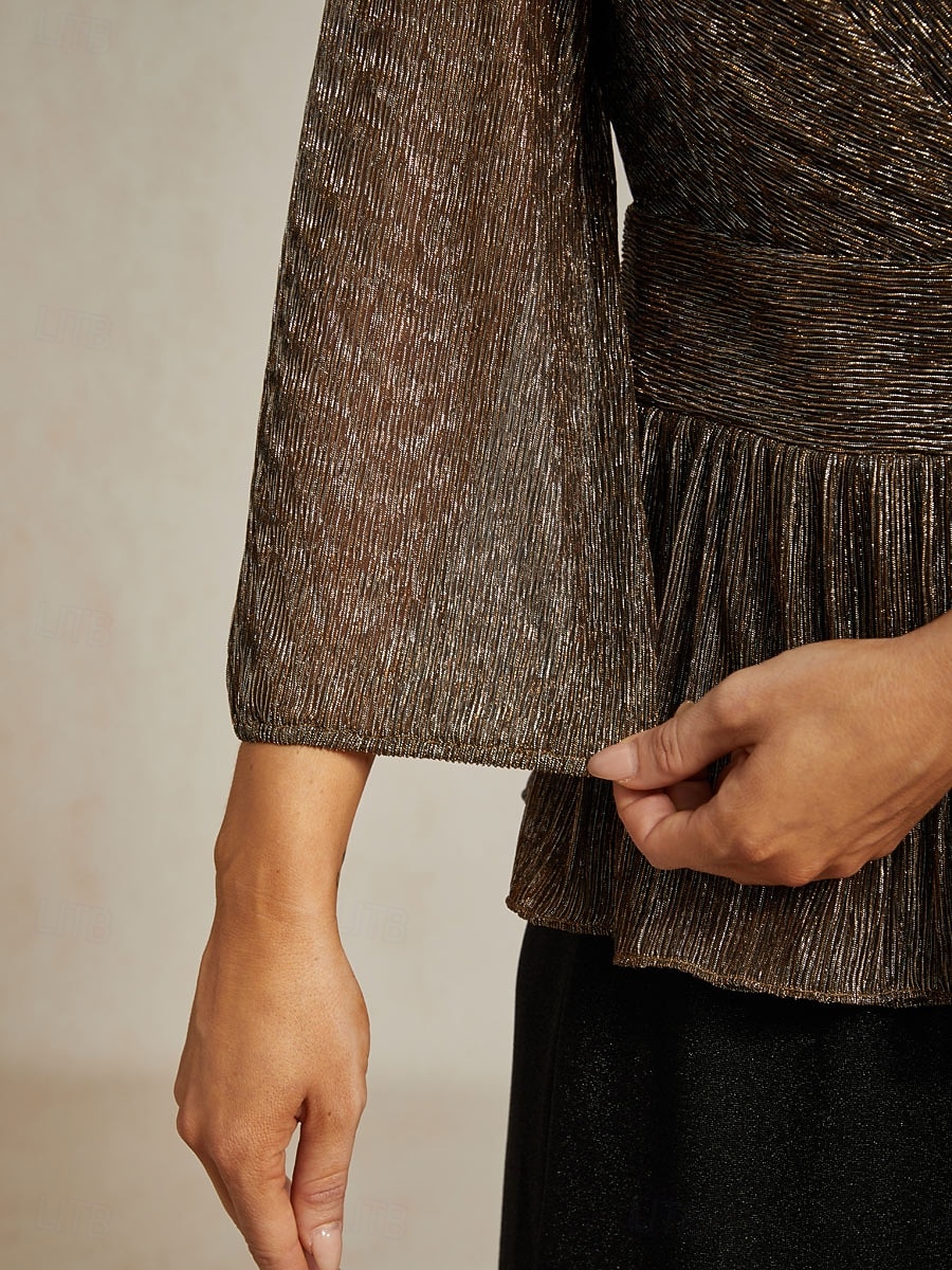 Per donna Top avvolgenti Camicetta trasparente Top Eleganti Elegante Festa Manica Lunga Manica a Lanterna Scollo a V Top Regolari Ospite di nozze Abbigliamento da sera Semi-Formale Pieghettato del 2025 a $81.99 –P5