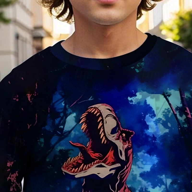 Pojkar 3D Dinosaurie T-shirt Långärmad Vår Höst Mode Grundläggande Barn 4-12 år Rund hals Utomhus Ledigt Dagligen Normal 2025 - $13.99 –P2