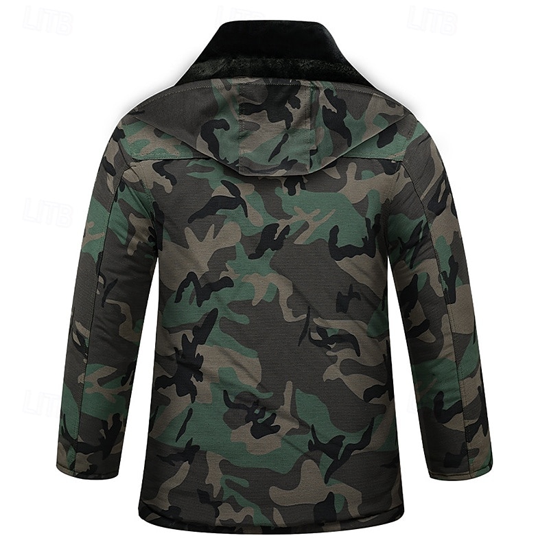 Herren Wanderjacke Fleecejacke Daunenjacke Thermo-Set Winter Draussen Tarnung Thermowarm Oberteil Armeegrün Grün Khaki 2025 - $51.99 –P7