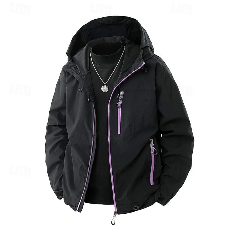 Herren 2in1 Regenjacke Sport Jacke Wanderjacke Windjacke Sport im Freien Campen und Wandern Wasserdicht Windjacke Reißverschluss Tasche Herbst Winter Ganzjahres Einfarbig Aktiv Lässig Mit Kapuze 2026 - $59.99 –P8