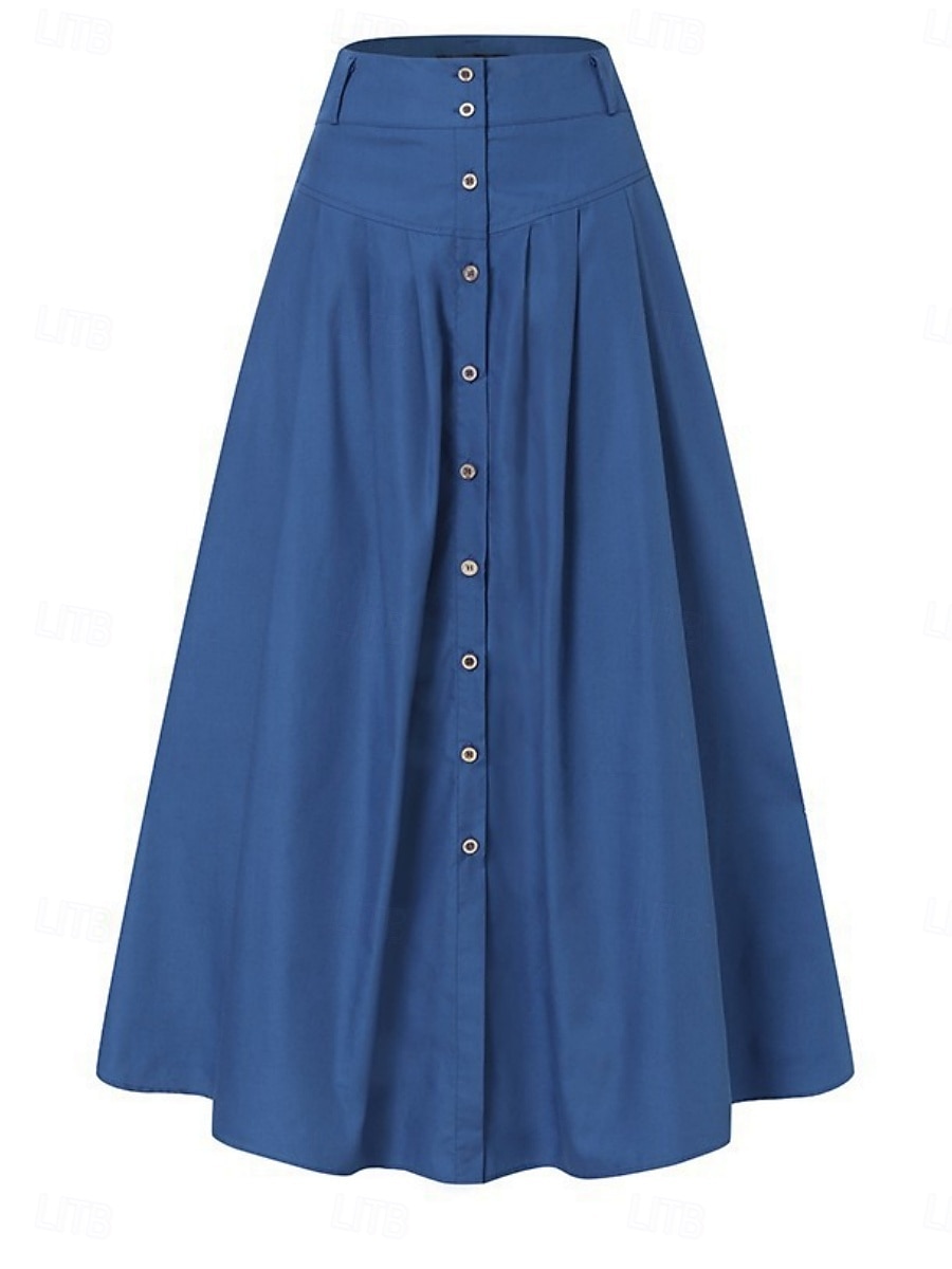 Pentru femei Fustă Linie A Modă Casual Maxi Talie Înaltă Fuste Simplu Buzunar Micro-elastic Stradă Zilnic Negru Roșu-aprins Albastru regal Primăvară Poliester 2025 - $35.99 –P4