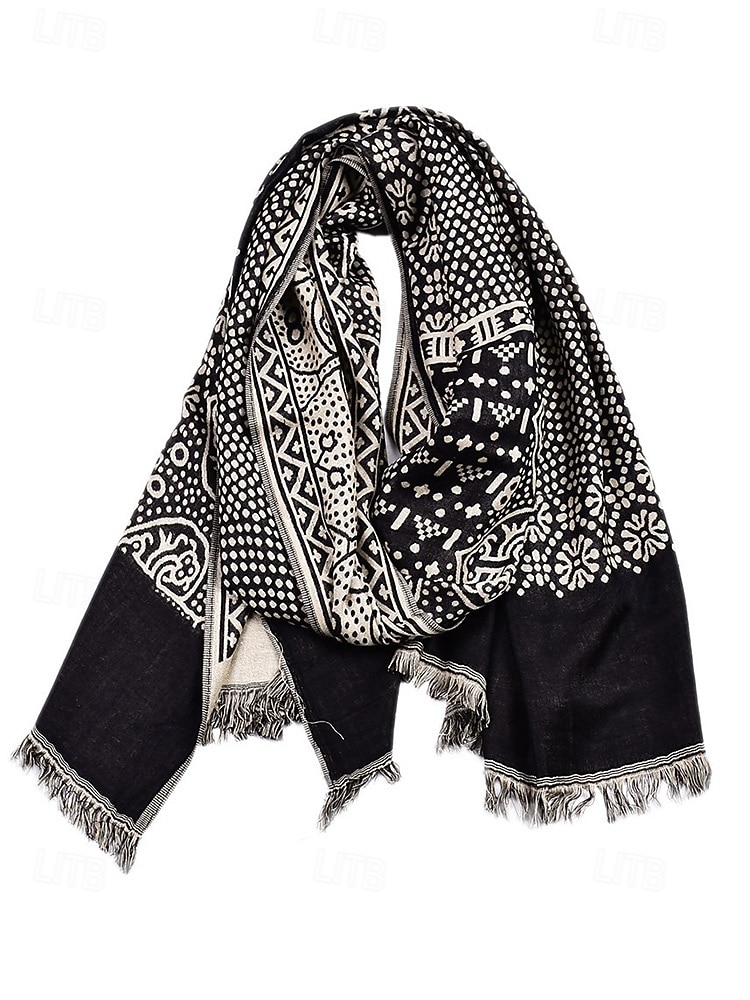 Herreskjerf i bomull med etnisk paisleymønster, mykt og lett sjal, julegave til ham, fritids- og høytidsklær 2026 - $18.99 –P10