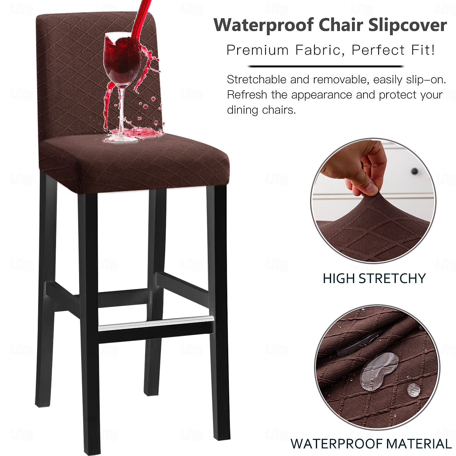 водонепроницаемые чехлы для стульев-табуретов, чехлы для стульев из спандекса с ромбовидным жаккардом, универсальные всесезонные чехлы для стульев для банкетов, свадеб и домашнего декора 2026 - $8.99 –P6