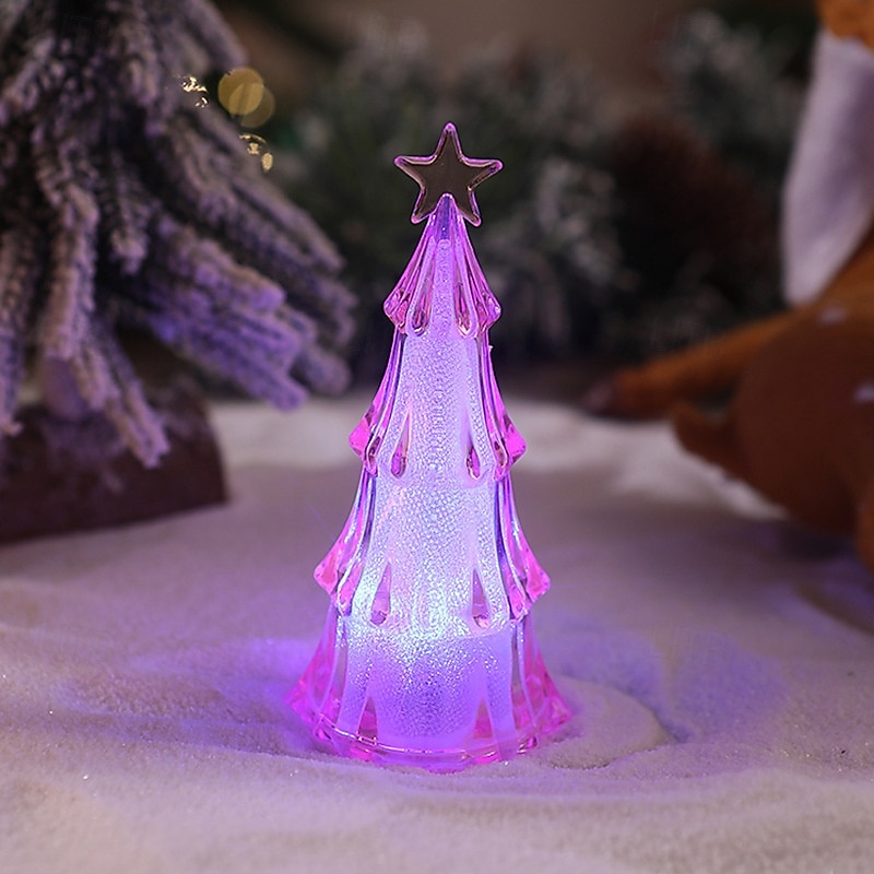 1 Pc 12.5 * 6CM Christmas Acrylic LED with Light Christmas Tree Night Light Indoor and Outdoor Party Desktop Decoration Ornament Light Colorful Warm Light AG10 * 3 Batteries 2025 - CAD $3.99 –P13