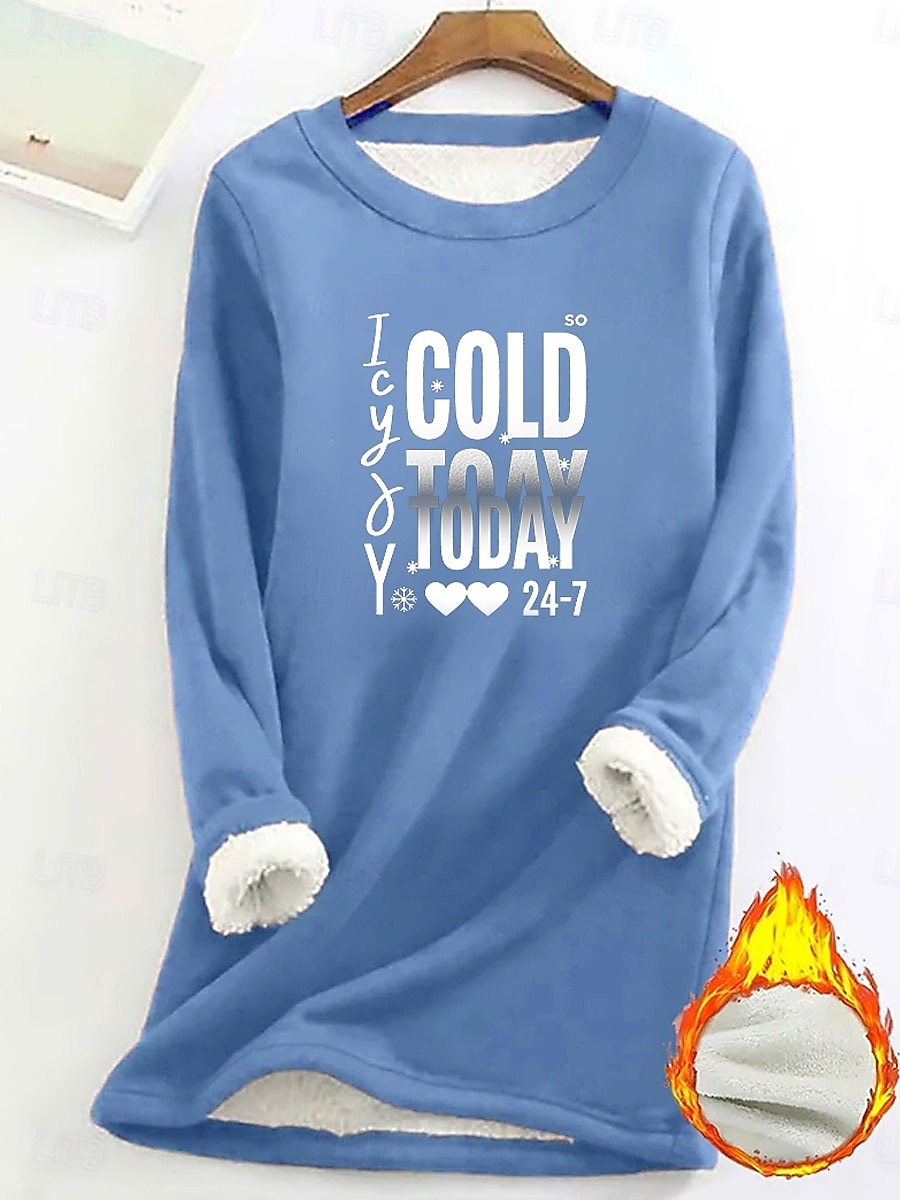 Femmes Pyjama sweat-shirt doublé polaire Sweatshirt Pull Pull Sweat-shirts Lettre Chaud Streetwear Occasionnel manche longue Col ras du cou Hauts Longs Maison Tenue Quotidienne Occasionnel Imprimé de 2025 ? $23.99 –P9