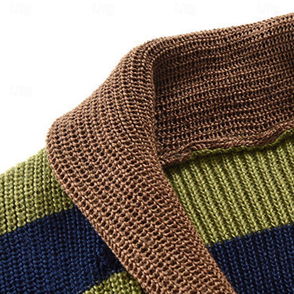 Herr Cardigan Tröja Beskuren tröja Stickad tröja Ribbad Sticka Vanliga toppar Knappar Rand Sjalslag Mode Klassisk Semester Dagliga kläder Kläder Höst Vinter Vinrött M L XL 2025 - $33.99 –P5