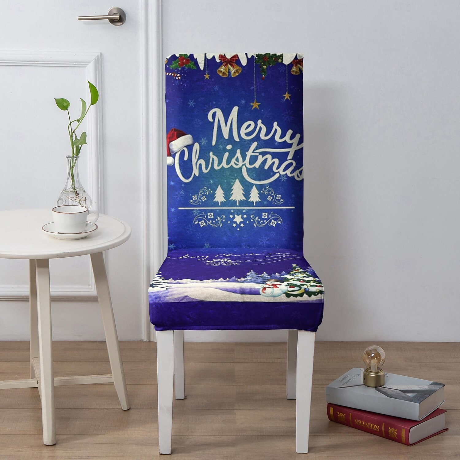 Funda para silla de comedor navideña, 1/2/4/6 piezas, funda para taburete, funda de poliéster con estampado geométrico, protector decorativo para silla navideña para el hogar 2025 - $10.99 –P3