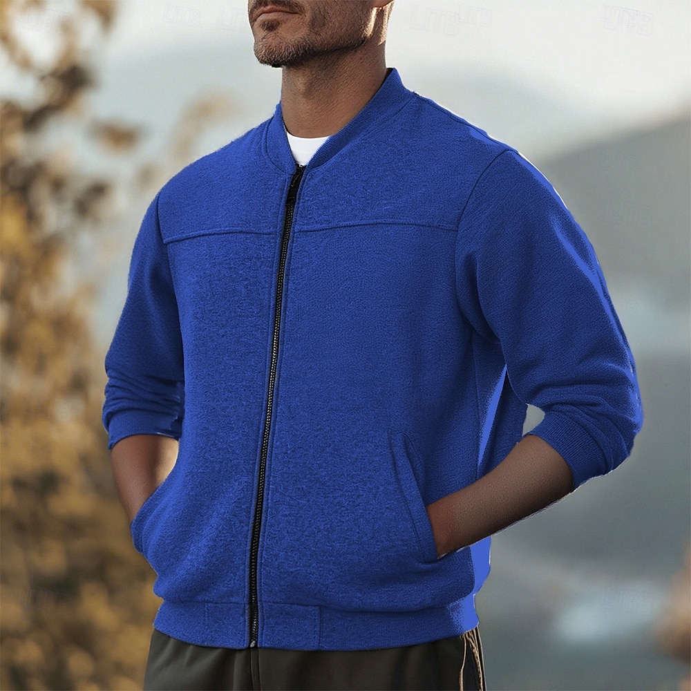 Hombre Sudadera Sudadera con cremallera Sudadera con cremallera completa Negro Rojo Azul Marino Azul Piscina Gris Oscuro Cuello Mao Plano Bolsillo Deporte Diario Festivos Algodón Ropa de calle Básico 2025 - $19.49 –P4