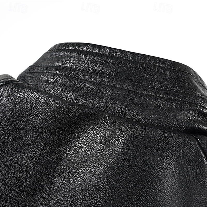 Herr Imitationsläderjacka Bikerjacka Motorcykeljacka Semester Dagligen Vindtät Håller värmen Ficka Höst Vinter Slät Mode Klassisk Hög krage Normal Svart Brun Jacka 2025 - $57.99 –P8
