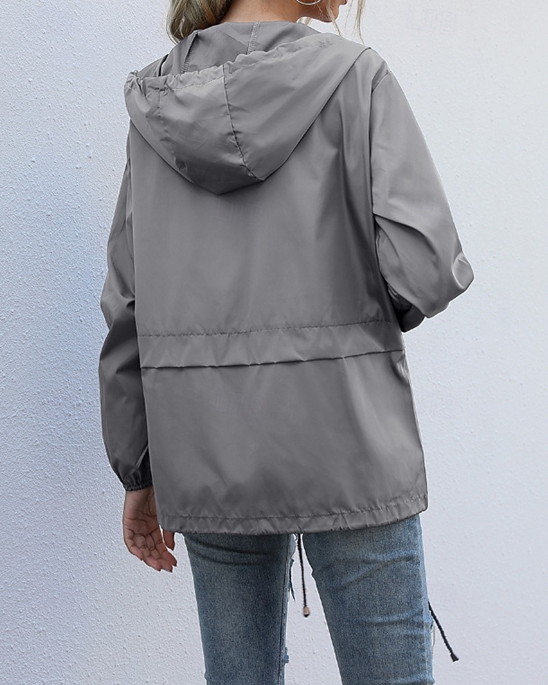 Mulheres Casaco com capuz Confortável Zíper Bolsos Casual Tecido Férias Roupa Diária Para Noite Final de semana Padrão Com Capuz Normal Manga Longa agasalhos Preto Vinho Cinzento Claro Primavera de 2025 por $28.99 –P8