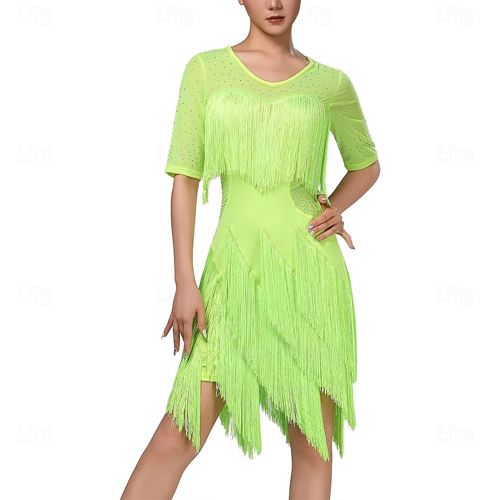 Λάτιν Χοροί Φόρεμα Φούντα Κόψιμο Παγιέτες Γυναικεία Επίδοση Εκπαίδευση Θεματικό κόμμα Κοντομάνικο 100% Βαμβάκι 2026 - $83.99 –P9