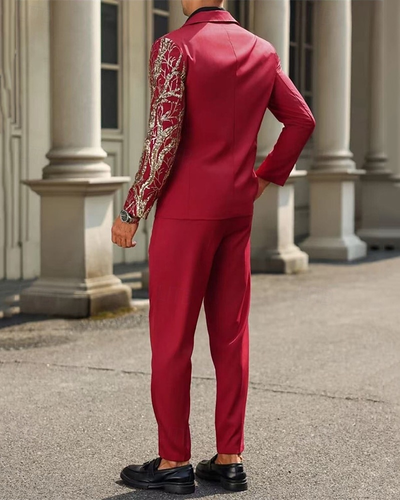 رجالي سترة الدعاوى عمل حفلة كوكتيل حفلة الزفاف 2 قطعتين موضة كاجوال الربيع الخريف بوليستر شجرة جيب Buttons مريح صدر فردي سترة رياضية أسود أبيض أحمر أزرق البحرية 2025 - $88.99 –P2