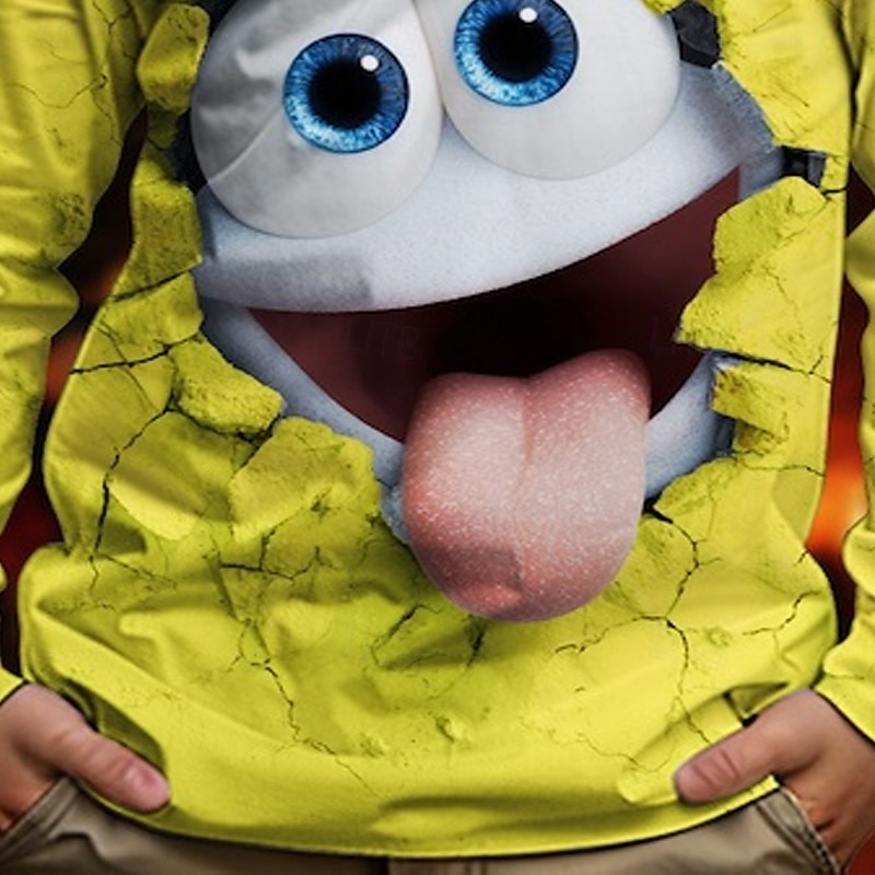 Jul Pojkar 3D Grafisk Tecknat T-shirt Långärmad Vår Höst Mode Grundläggande Barn 4-12 år Rund hals Utomhus Ledigt Dagligen Normal 2025 - $13.99 –P3