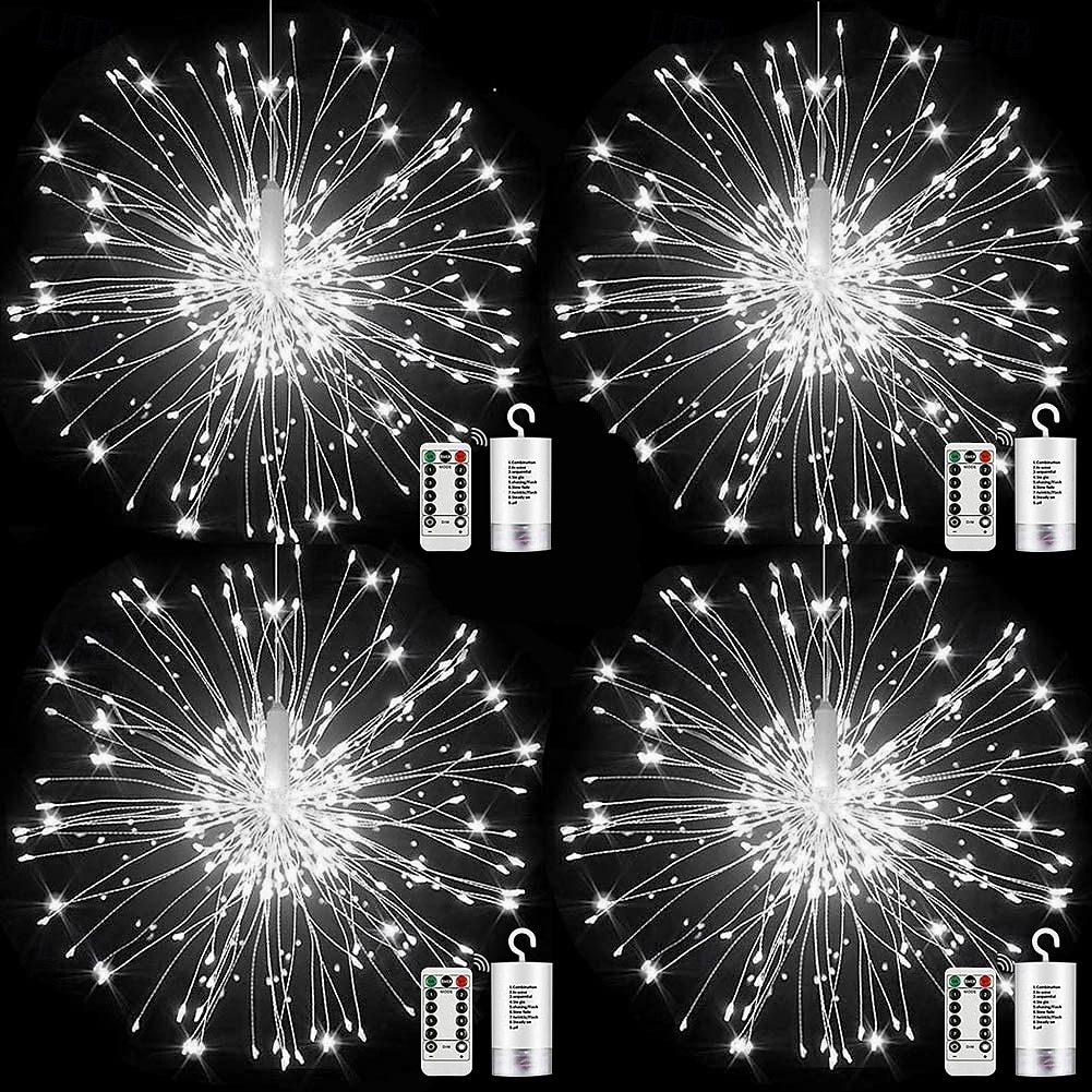 4 חבילות אורות זיקוקים קישוטי אורות חג המולד starburst led נחושת חוט נחושת אורות 8 מצבים מופעלות סוללה אורות פיות עם מרחוק חתונה חג המולד אורות תלייה דקורטיביים למסיבה קישוט גן פטיו120/200led 2025 - $35.99 –P3