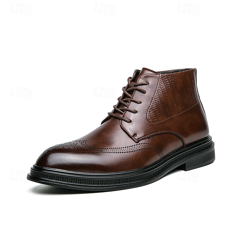 Bottes à lacets en similicuir marron pour hommes avec une silhouette moderne et élégante, idéales pour les environnements professionnels, les événements formels et les occasions décontractées élégantes de 2025 ? $46.99 –P2