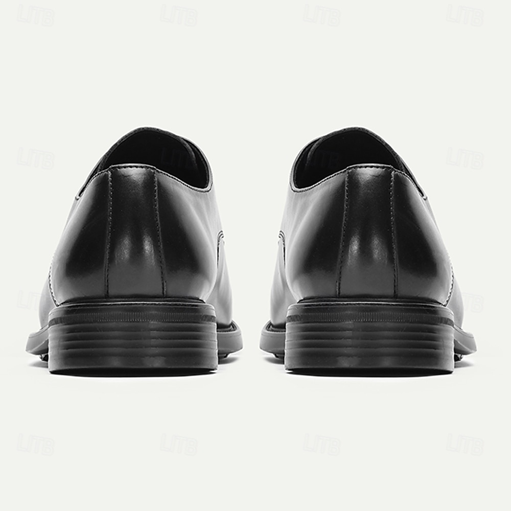 Ανδρικά μαύρα, αναπνεύσιμα παπούτσια Oxford από γνήσιο δέρμα – ελαφριά, δετά παπούτσια για γραφείο, γάμους και επίσημα καλοκαιρινά σύνολα 2026 - $99.99 –P3