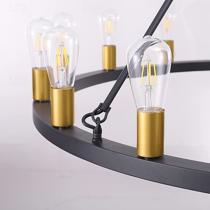 lampadario a led nero su ruote 20-luce grande lampadario rustico rustico di campagna lampada industriale per sala da pranzo soggiorno cucina isola foyer corridoio del 2026 a $469.49 –P9