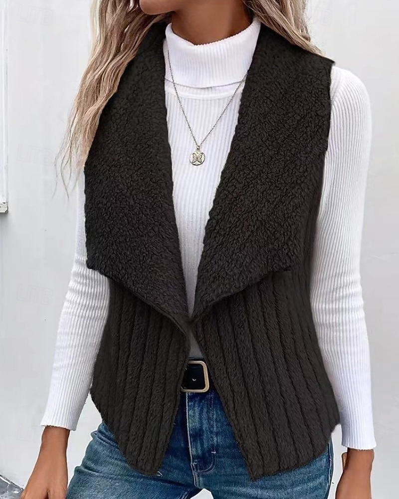 Femmes Gilet Chaud Confortable Fermeture éclair Occasionnel Uni Vacances Rue Occasionnel Tenue quotidienne Régulier Col Rabattu Coupe régulière Sans manches Vêtements d'extérieur Noir Blanche Bleu de 2026 ? $22.99 –P7