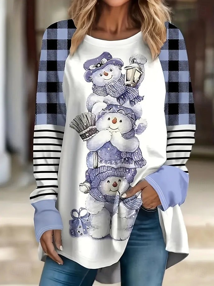 Noël Femmes T-shirt Graphique Animal Motif de flocon de neige ancien Élégant Classique manche longue Col ras du cou Hauts Longs Quotidien Sortir Week-end Imprimé Rose Claire Rouge Bleu Violet Vert de 2025 ? $28.99 –P2