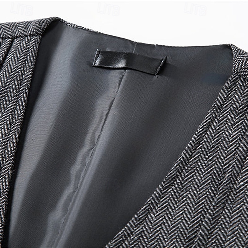 Herren Weste Gilet Urlaub Party Geschäft Mode Lässig Frühling Herbst Tasche 2 in 1 Knöpfe Polyester Bequem Einfach Einreihig Ein-Knopf V Ausschnitt Normale Passform Wein Marineblau Dunkelgray Kaffee 2025 - $33.99 –P14