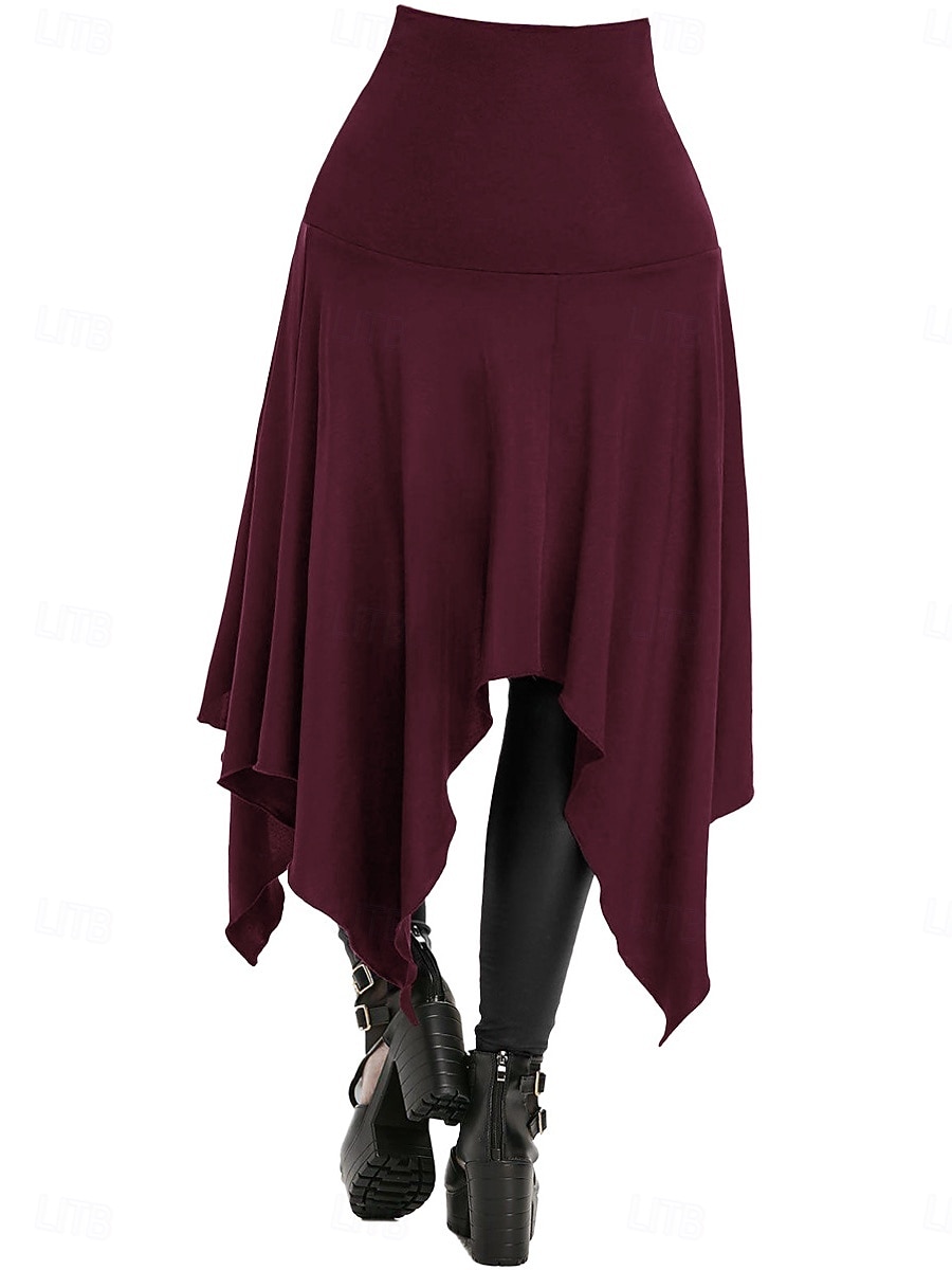 Per donna Vintage Principessa Casual Maxi Vita Alta Gonne Semplice Tasca Orlo asimmetrico Inelastico Quotidiano Feste Blu Vinaccia Nero Verde Primavera del 2026 a $21.99 –P2