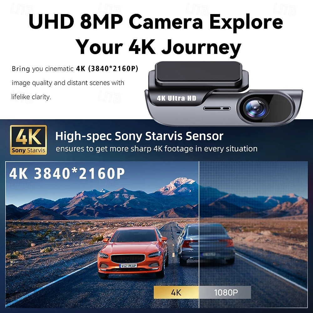 2160P Enregistrement automatique au démarrage DVR de voiture 170 Degrés Grand angle CMOS 4 pouce / Pas d'écran (sortie par APP) Dash Cam avec Vision Nocturne / Enregistrement en boucle / USB-Disk Non de 2025 ? $53.99 –P3