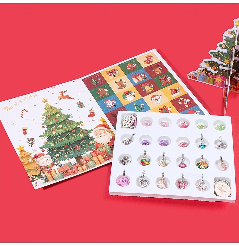 Christmas Advent Calendar Bracelets 2025 for Girls, 24 Days DIY Jewelry Making Kit with 22 Charm Beads and 2 Adjustable Bracelets, Xmas Countdown Gift for Kids Teens Women 2025 - $21.99 –P2