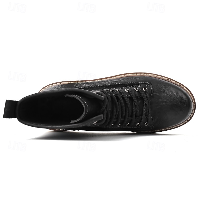 Bottes de combat à lacets en similicuir marron pour homme – chaussures de travail et de randonnée d'extérieur durables pour un usage quotidien et l'aventure de 2025 ? $54.99 –P6