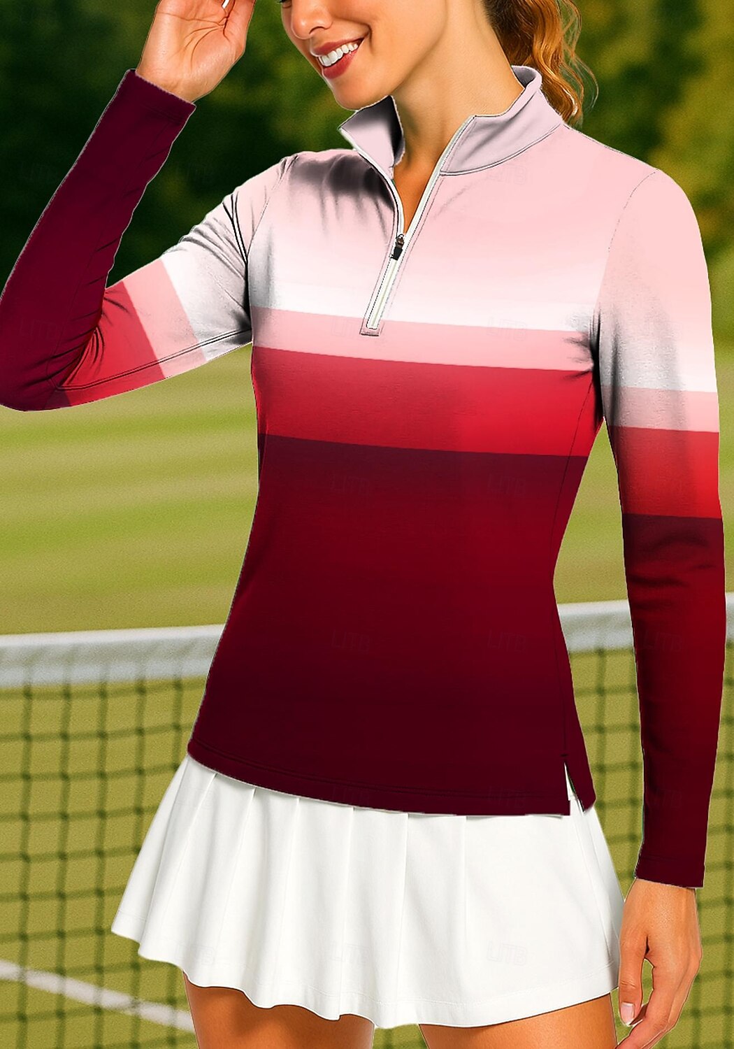 Dame Geometrisk Topper POLO T-skjorte Tennisskjorte Tennis-t-skjorte Langermet Trykt mønster Quarter Zip Pullover UV Beskyttelse Elastisk Pustende Volleyball Tennis Golf Høy krage Glidelåskrage 2026 - $25.99 –P7