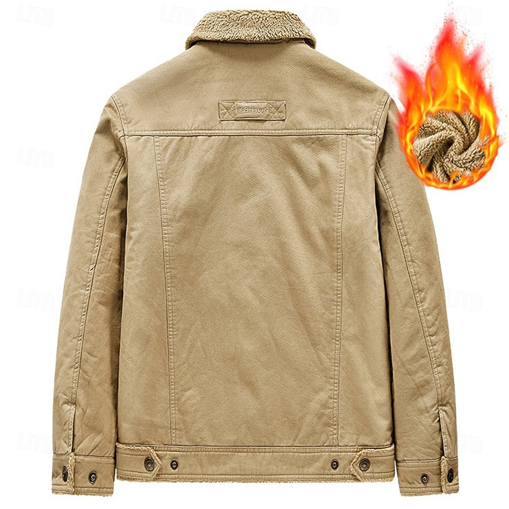 Herre Grafisk 1776 Fleece-jakke Cargo jakke Sherpa jakke Hold Varm Årgang Fritid utendørs Hjem Flere lommer Bomullsjakker Vinterfrakker Høst Vinter Fleecekrage med nedfellbar krage Langermet 2025 - $52.99 –P9