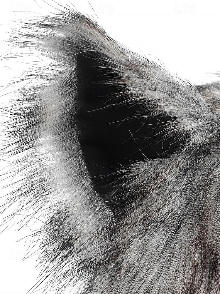 мужская шапка с волчьими ушками на Хэллоуин – пушистая полиэстеровая плюшевая шапка для костюмированной вечеринки, вечеринки и зимнего ношения 2025 - $14.99 –P7