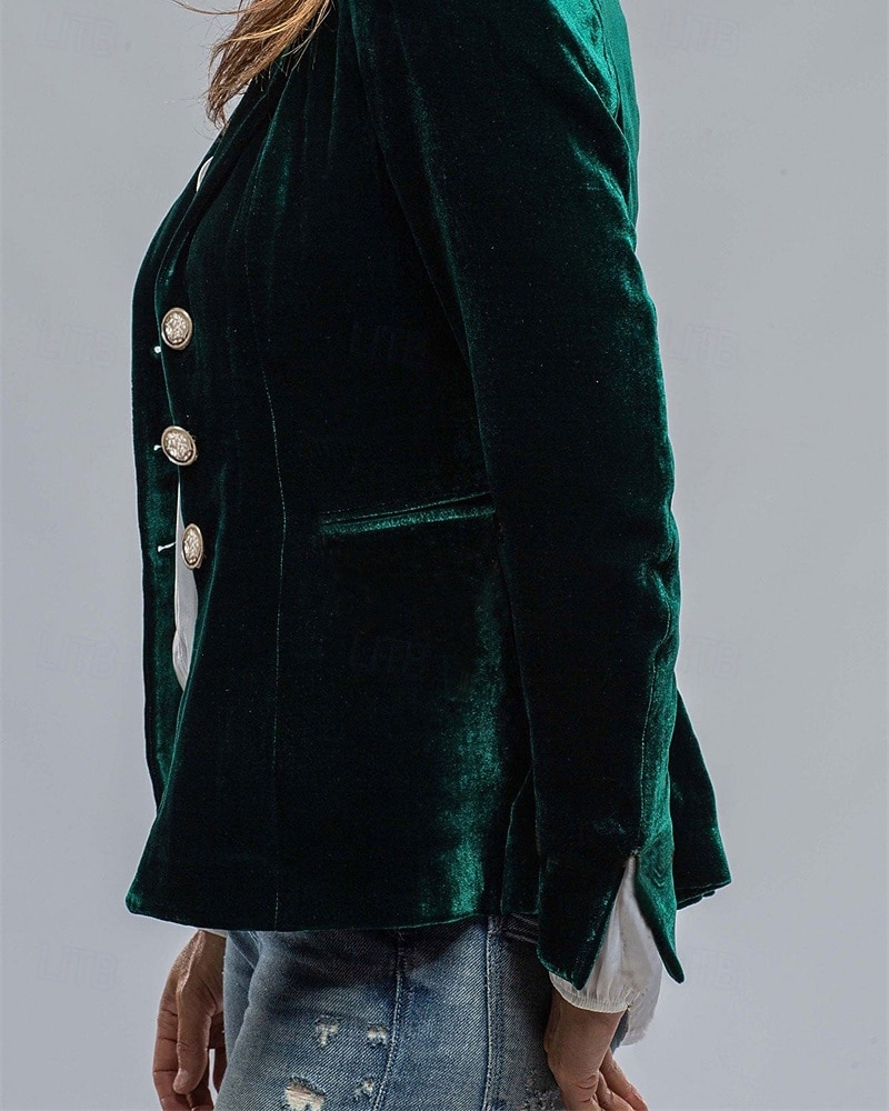 Damskie Marynarka Aksamitne marynarki Wygodny Kieszeń Guziki Elegancja Moda Na zewnątrz Równina Wyjściowe Codzienne Weekend Guziki jednorzędowe Regularny Klapa Regularny Długi rękaw Odzież wierzchnia 2026 - $28.99 –P6